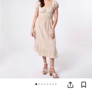 NWT SIM & SAM SS Smock Poplin MIDI Linen Blend Dress